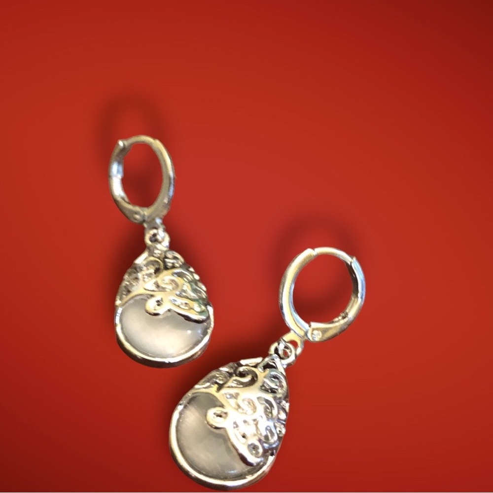 Yaomiao Crystal Dangle Cubic Zirconia Water Drop Earrings Women's Silver/Gray